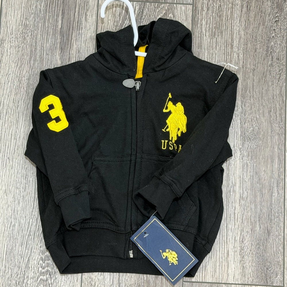 Ralph Lauren Black Hoodie with Yellow Accents
